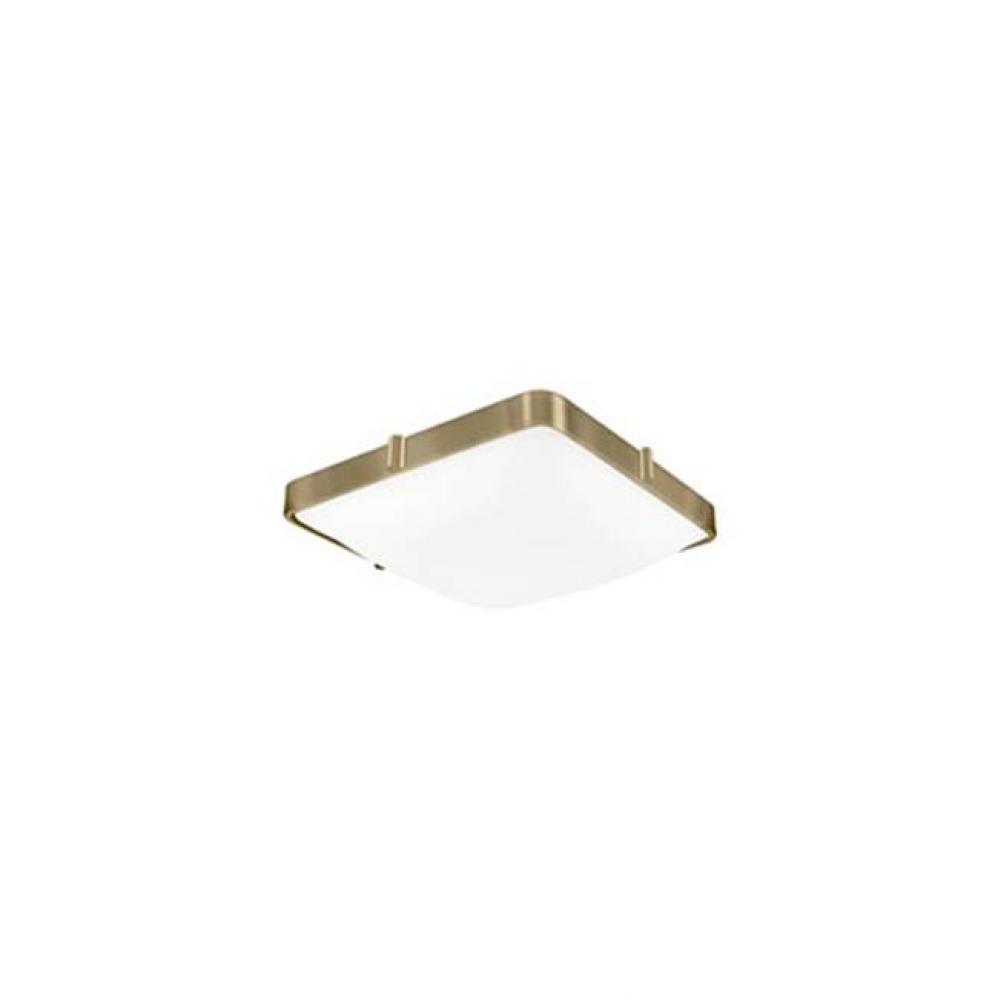 Single Led Flush Mount Ceiling Fixture With Square White Opal Glass. Metal Details In Brushed