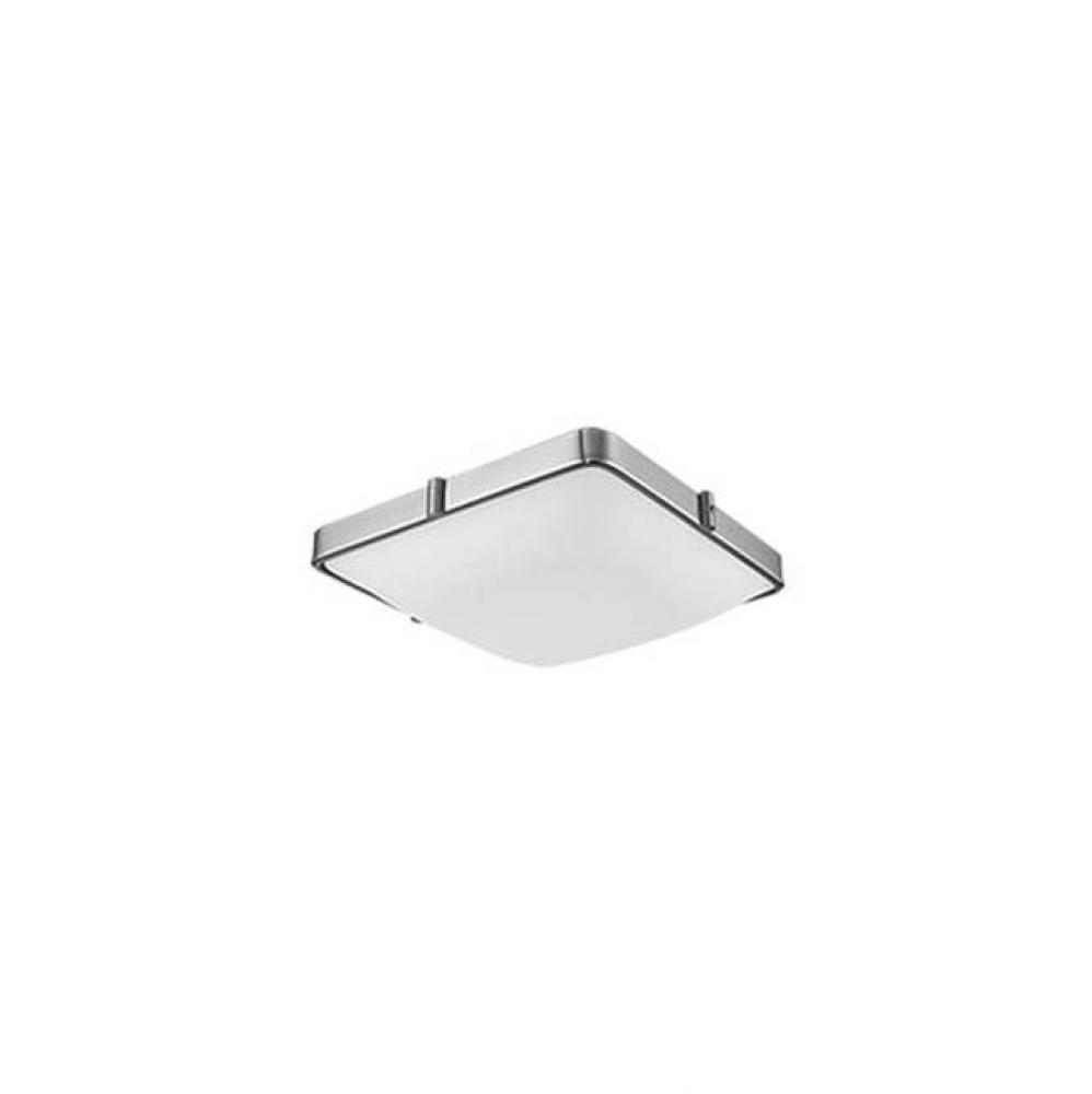 Single Led Flush Mount Ceiling Fixture With Square White Opal Glass. Metal Details In Brushed