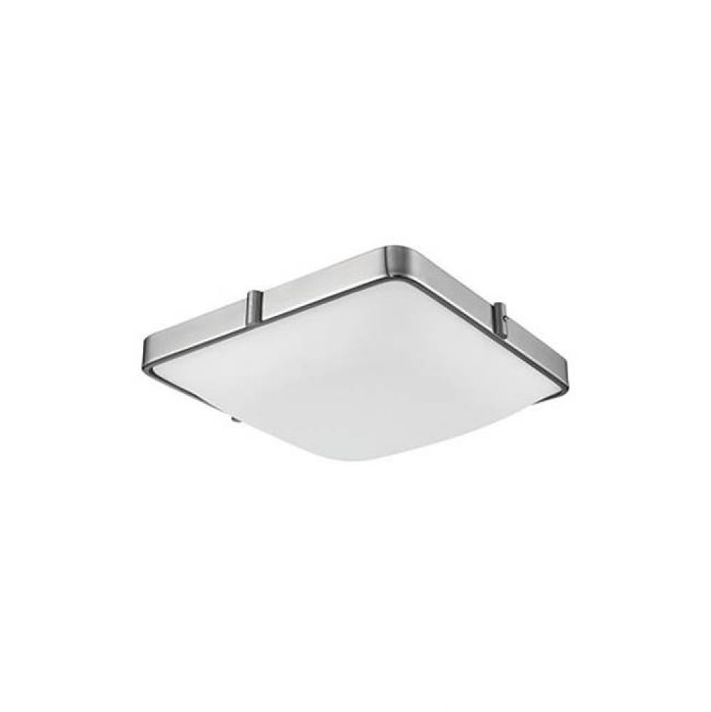 Single Led Flush Mount Ceiling Fixture With Square White Opal Glass. Metal Details In Brushed