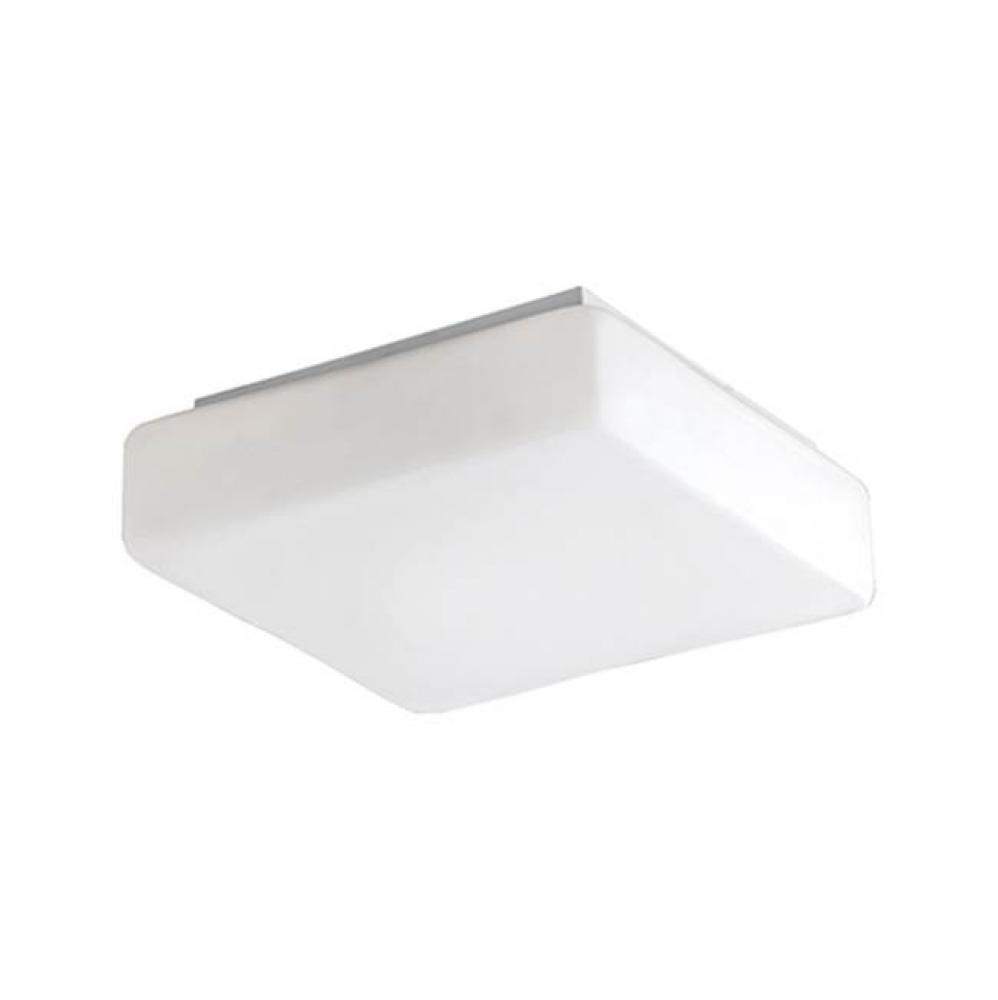 Single Lamp Flush Mount Ceiling Fixture With Square White Opal