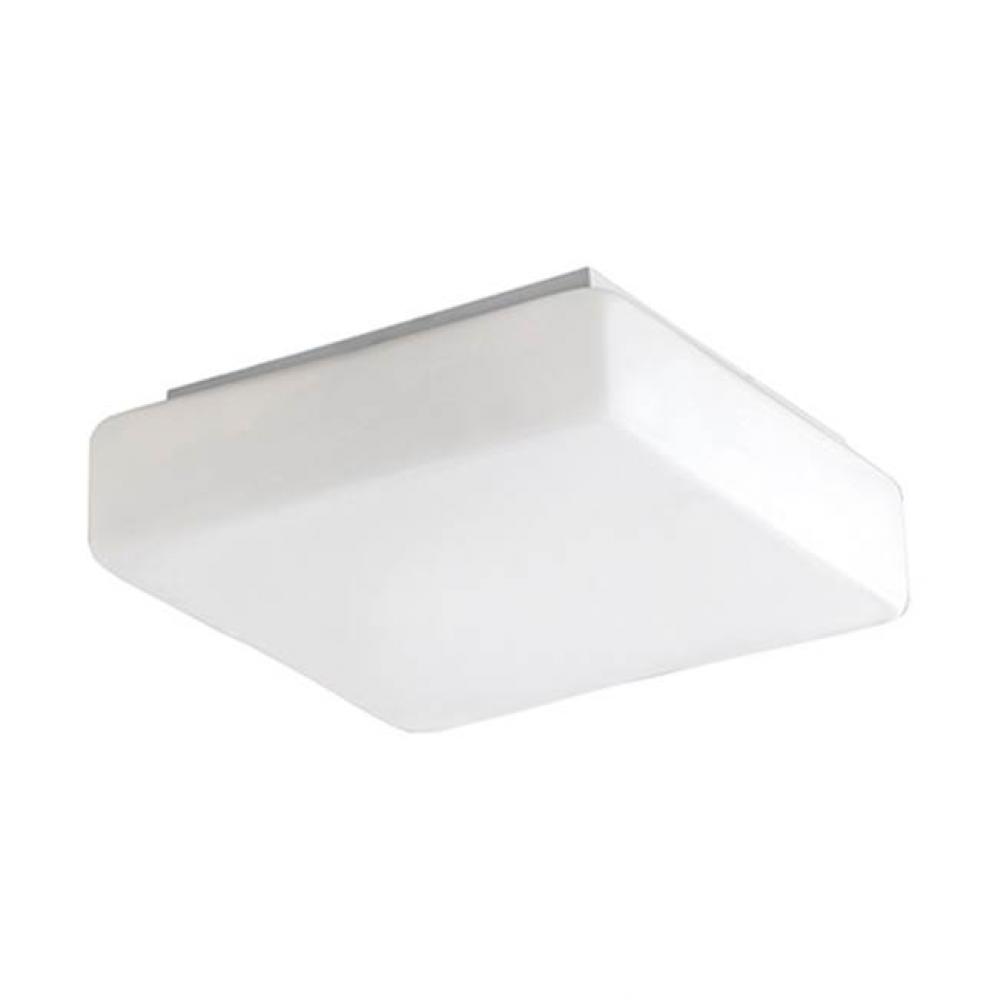 Two Lamp Flush Mount Ceiling Fixture With Square White Opal