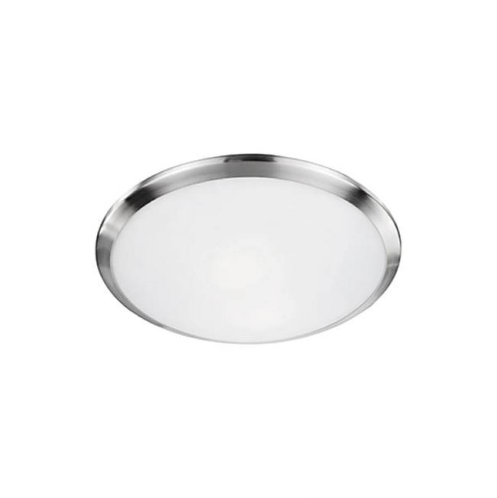 Single Lamp Flush Mount Ceiling Fixture With White Opal Glass And Brushed Nickel Metal Finish