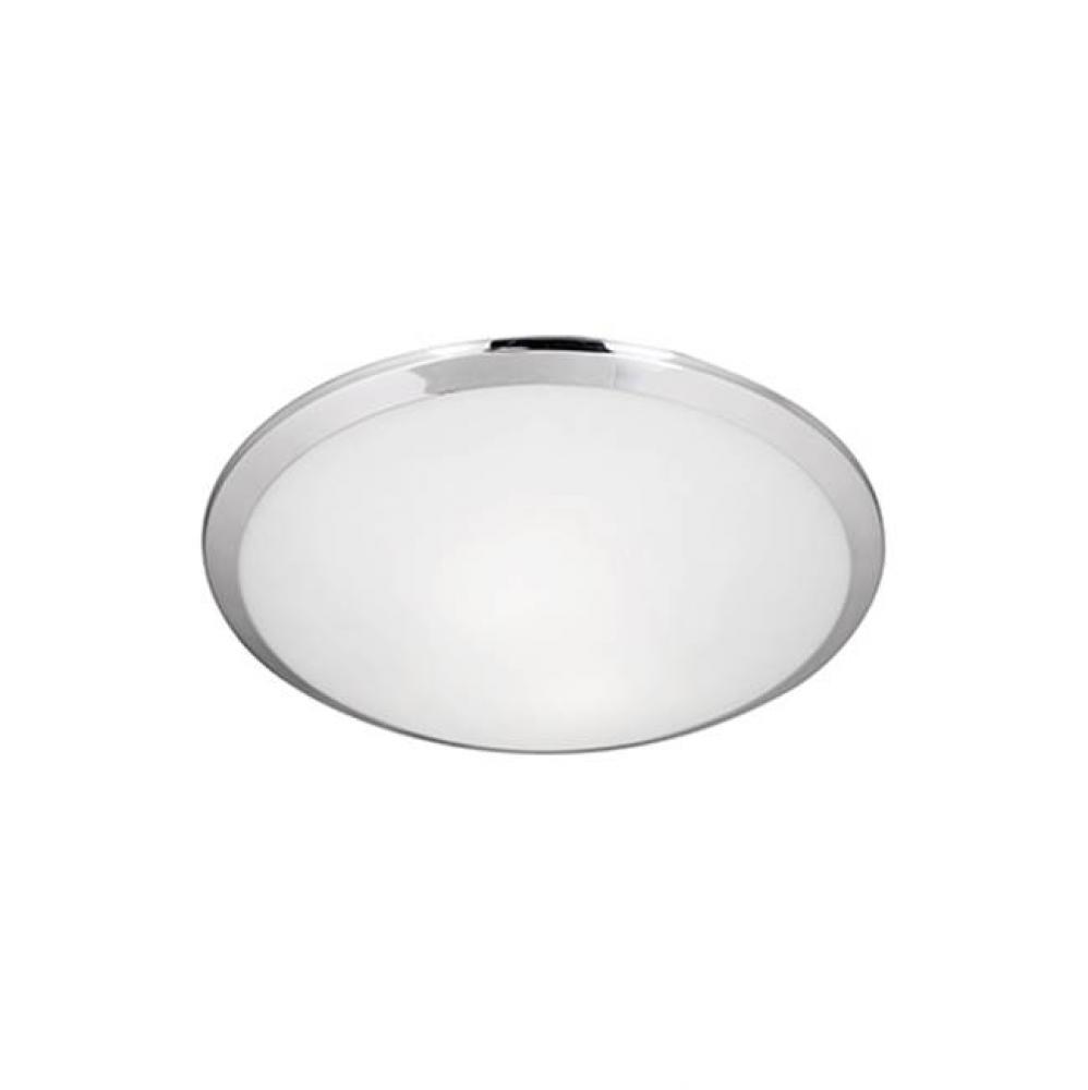 Single Lamp Flush Mount Ceiling Fixture With White Opal Glass And Chrome Metal Finish