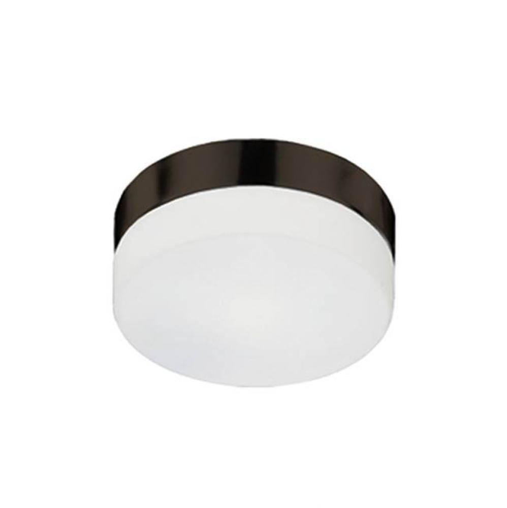 Single Lamp Flush Mount Ceiling Fixture With White Round Opal Glass And Bronze Metal