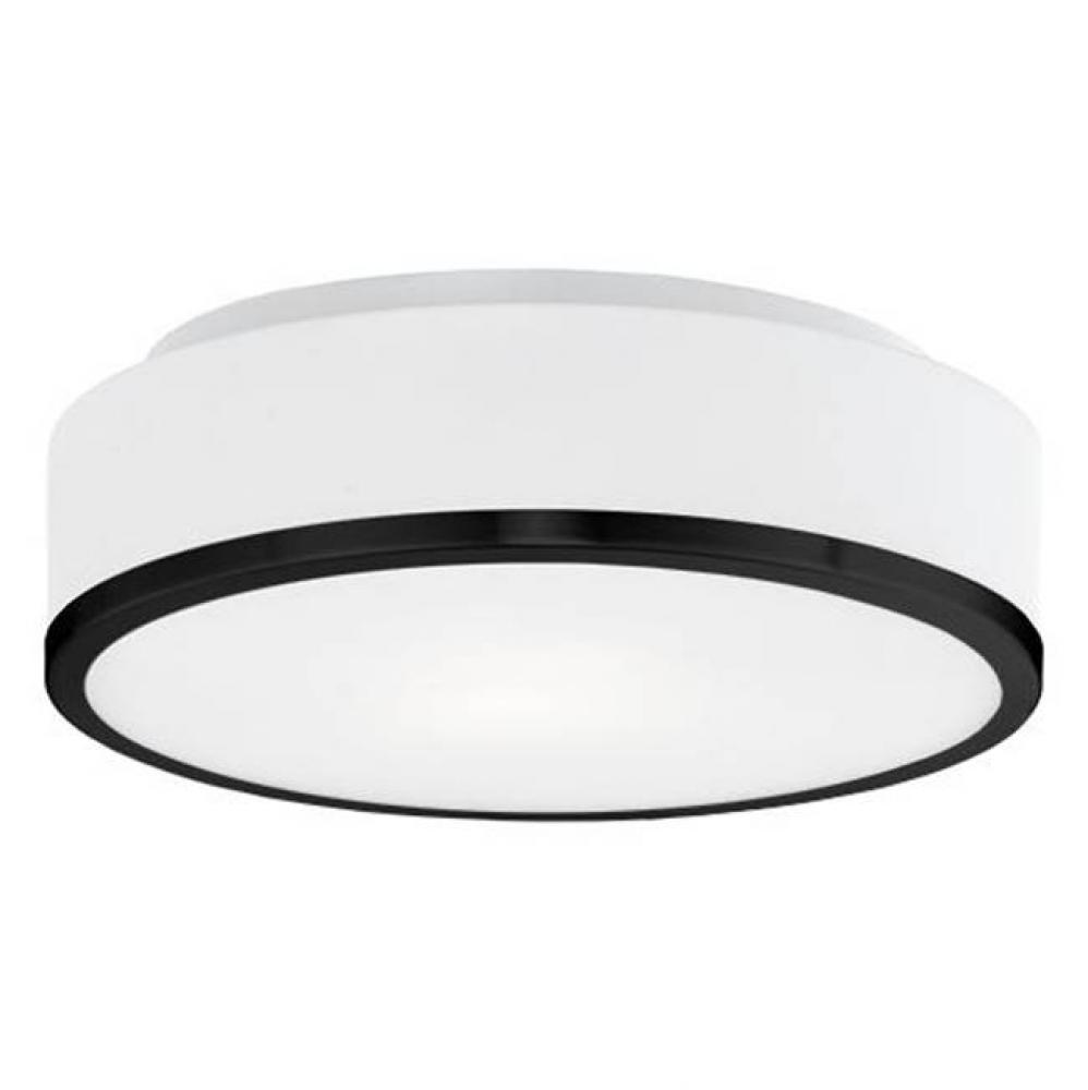 Two Lamp Flush Mount Ceiling Fixture With White Round Opal Glass And Your Choice Of Brushed