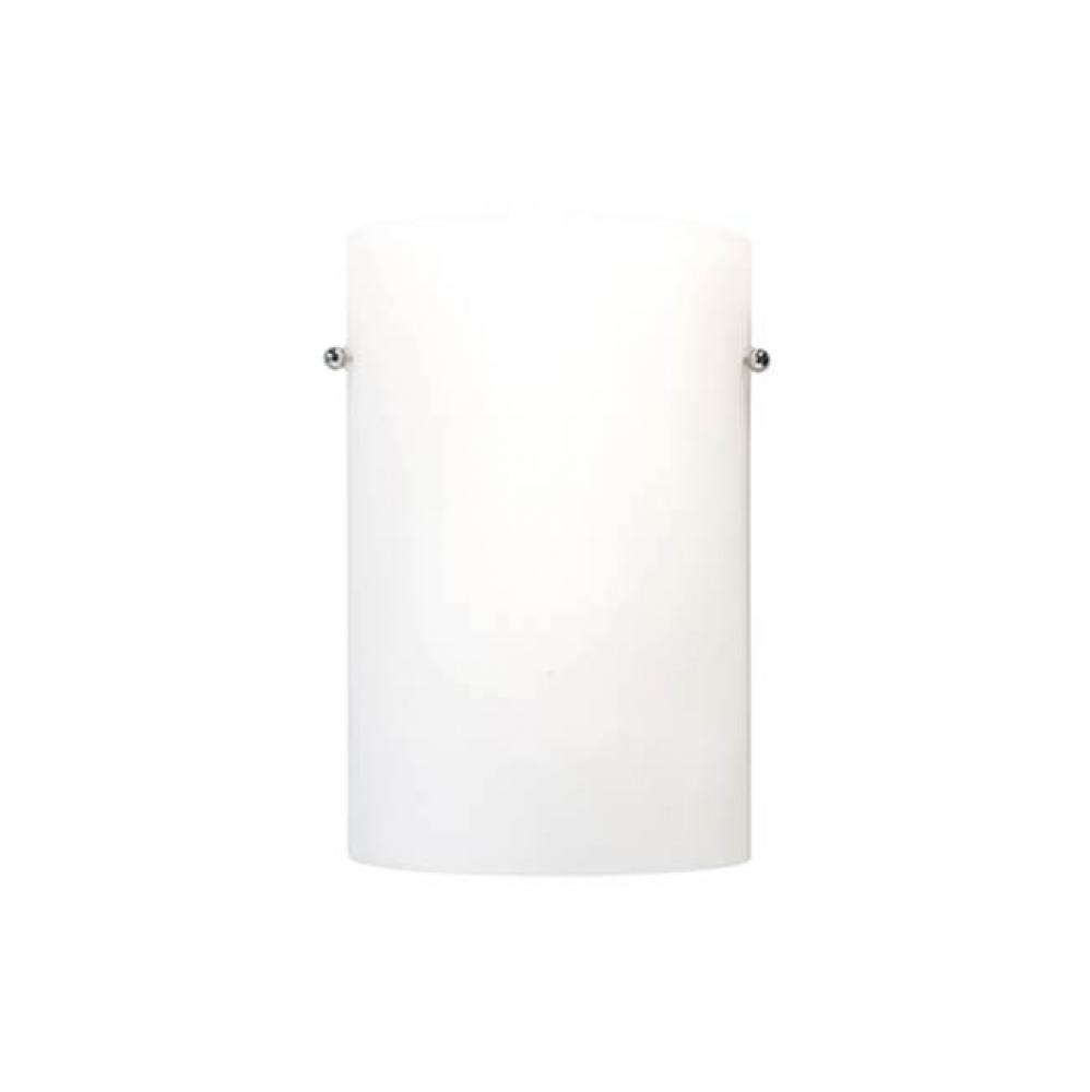 Single Lamp Wall Sconce With White Opal Half Cylinder Glass Shade And Brushed Nickel
