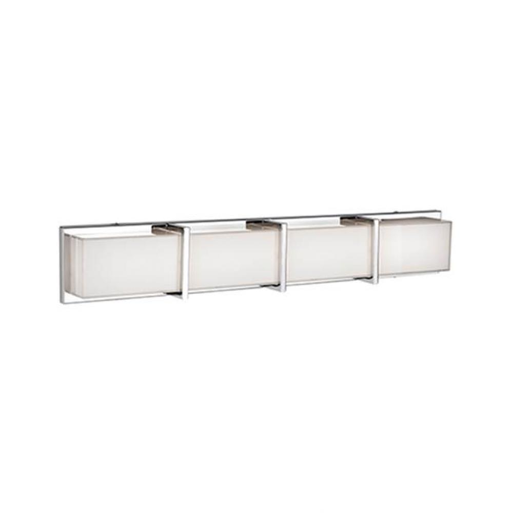 Single Lamp Led Vanity With Rectangular Frosted Glass. Metal Details Available In Chrome