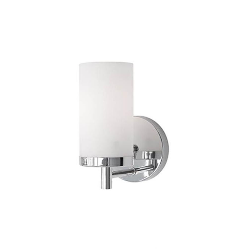 Single Lamp Vanity With White Opal Cylinder Glass And Chrome Metal