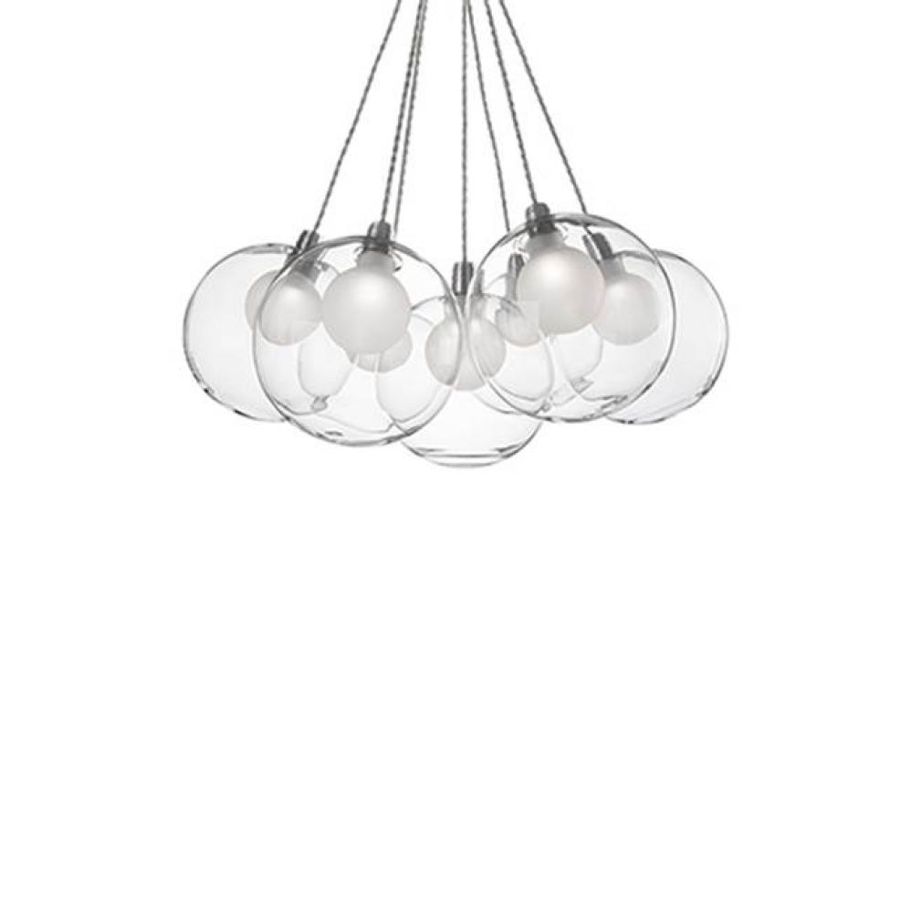 Refined Seven Led Pendant Chandelier Bouquet With Each Pendant Having A Sphere Shaped Clear Glass