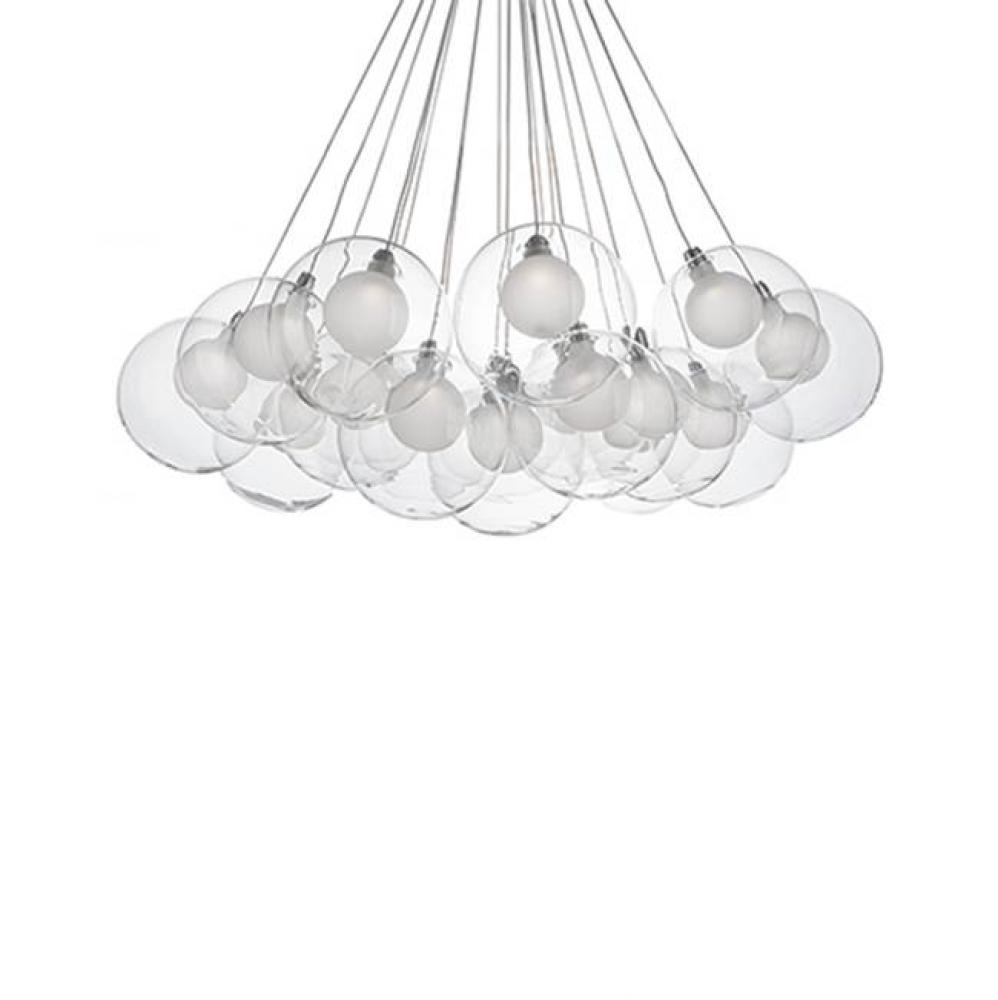Refined Nineteen Led Pendant Chandelier Bouquet With Each Pendant Having A Sphere Shaped Clear