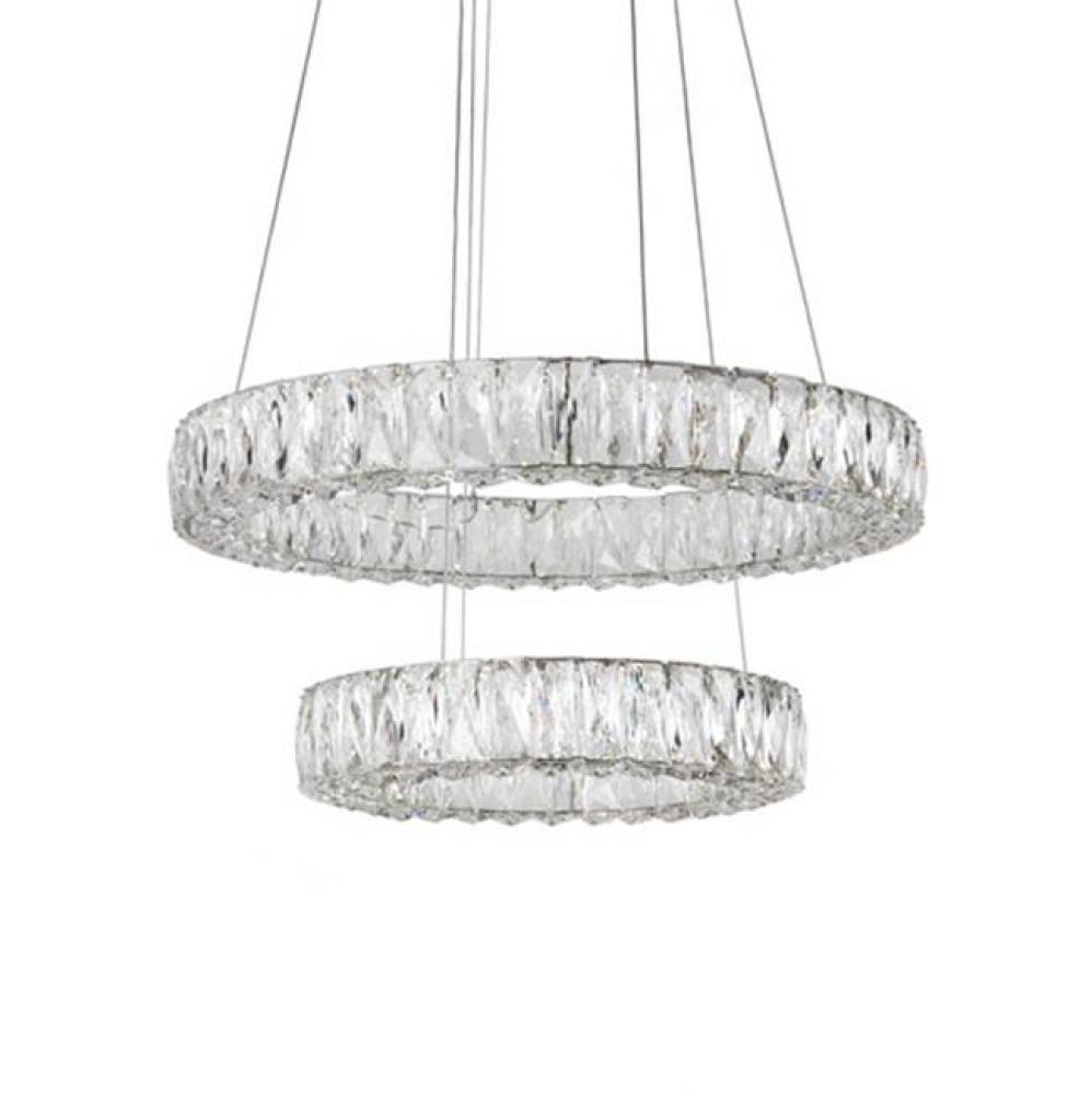 Two Tiered Led Chandelier With 2 Different Sized Rings Which Can Be Styled In A Variety Of