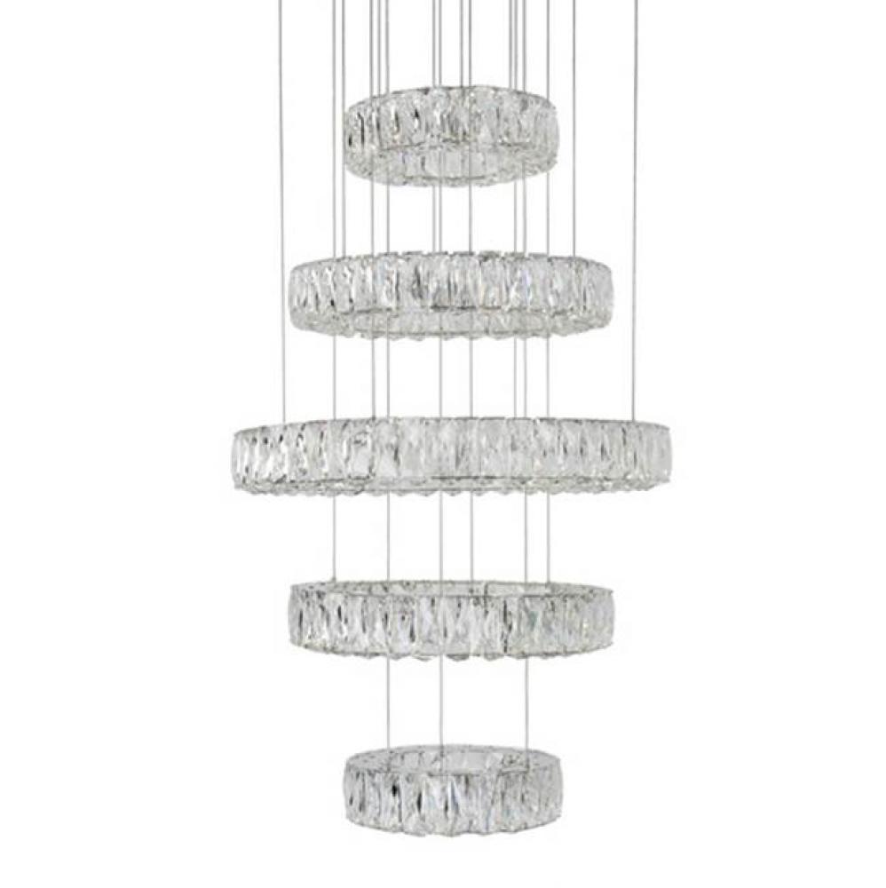 Five Tiered Led Chandelier With 3 Different Sized Rings Which Can Be Styled In A Variety Of