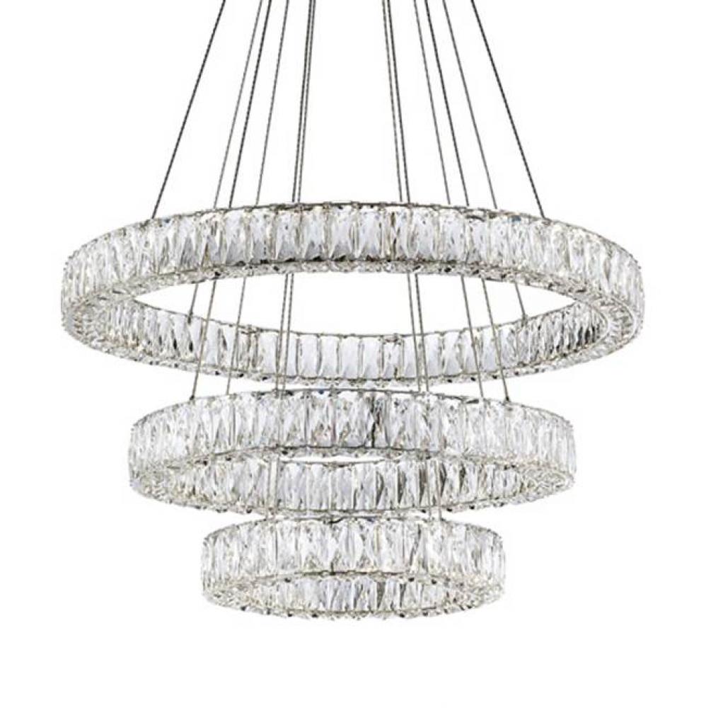 Three Tiered Led Chandelier With 3 Different Sized Rings Which Can Be Styled In A Variety Of