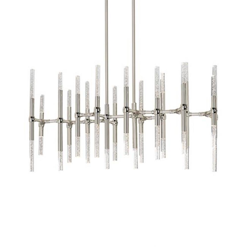 Twin-Stem Mounted Interior Pendant With Obround Ceiling Plan. 18 Parallel Pipes, Vertically