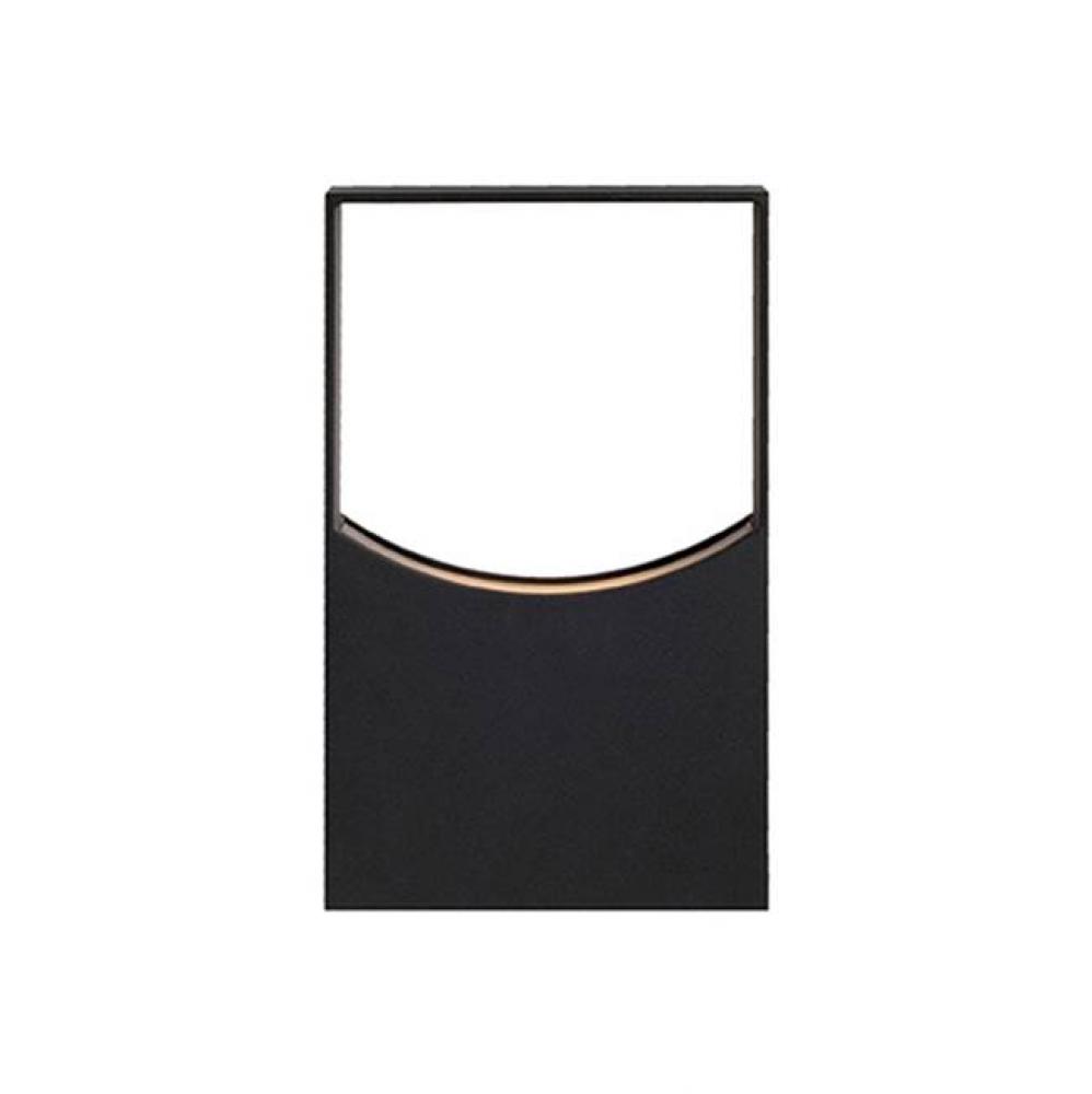 A Semi-Circle Divides This Rectangular Exterior Wall Light In Half; One Half Is Black, Formed