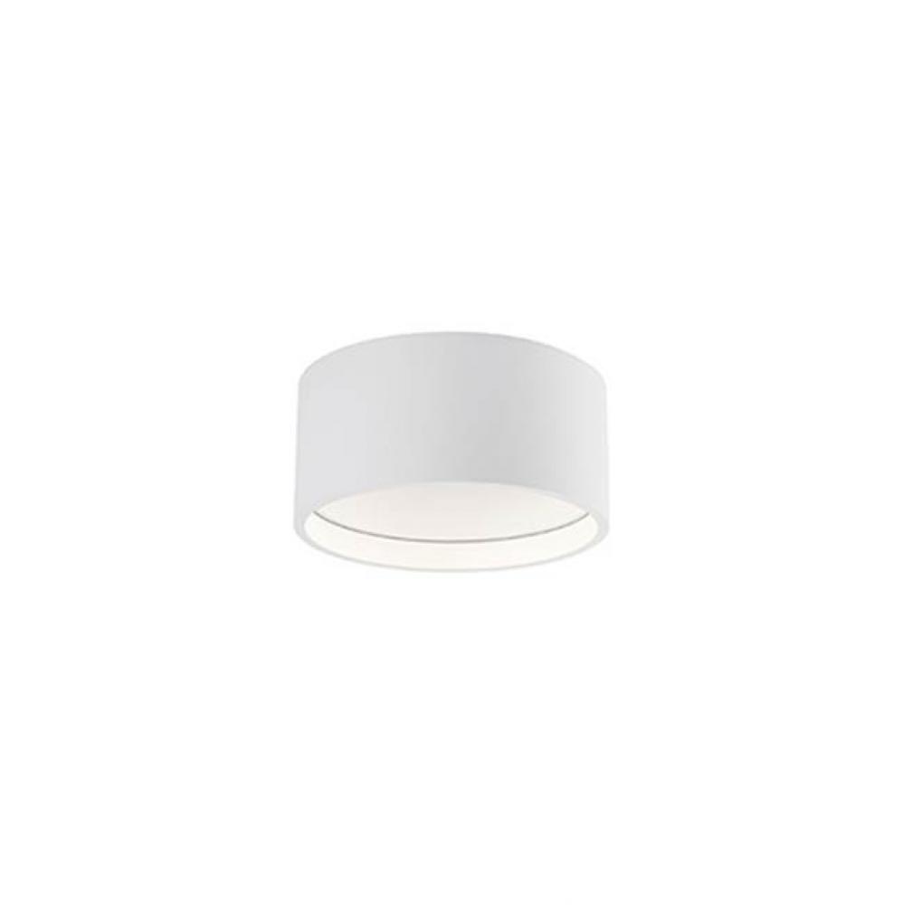 Led Flush Mount Made From Heavy Gauge Cast Aluminum Painted White, Slim Round Cylinder Shaped.