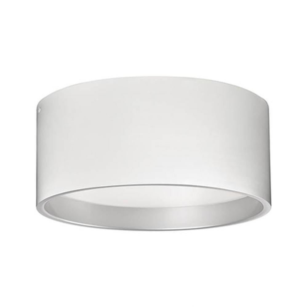 Immaculate In Design Two Toned Round Cylinder Shaped Flush Mount With White Acrylic Diffuser.