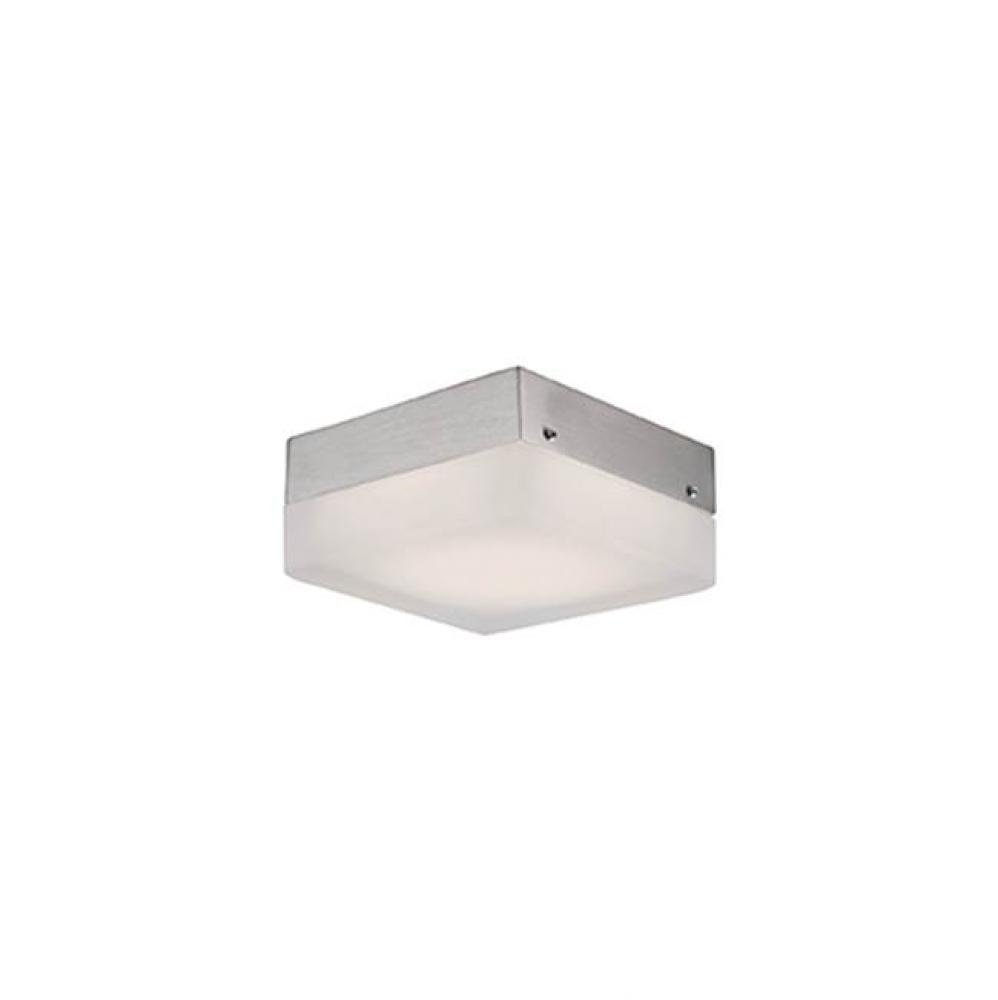 Single Led Square Flush Mount Ceiling Fixture With Two Finishes. Square Glass Polished Surface