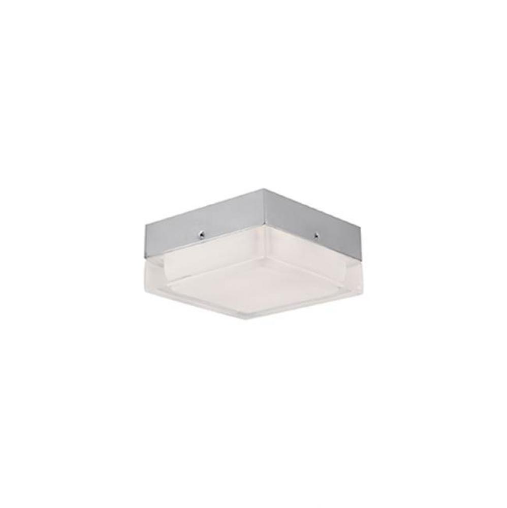 Single Led Square Flush Mount Ceiling Fixture With Two Finishes. Square Glass Polished Surface