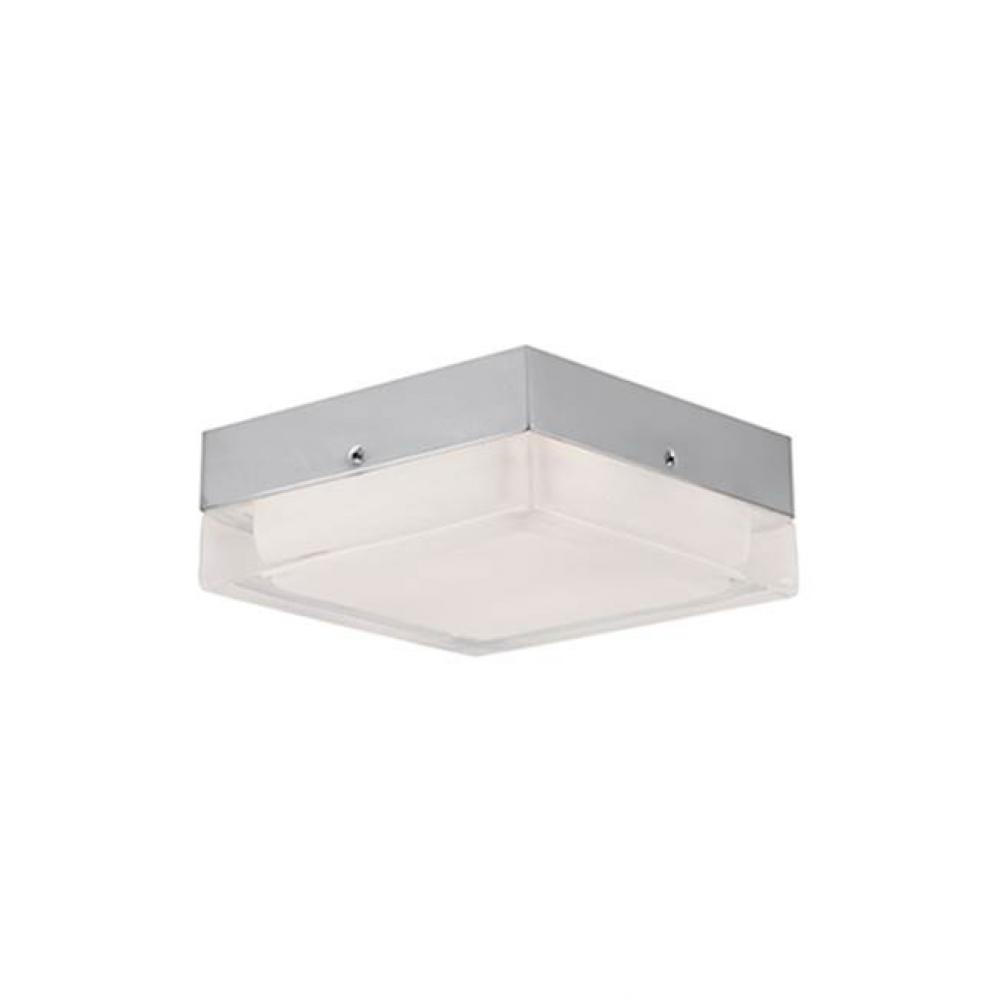 Single Led Square Flush Mount Ceiling Fixture With Two Finishes. Square Glass Polished Surface