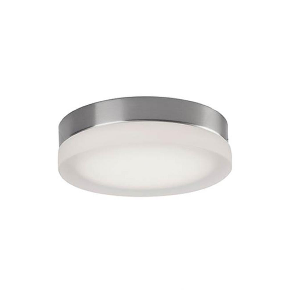 Single Led Round Flush Mount Ceiling Fixture With Two Finishes. Round Glass Polished Surface And