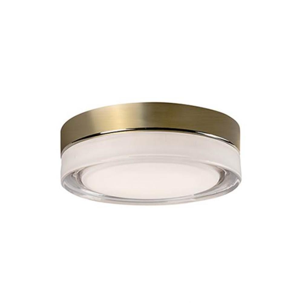 Single Led Round Flush Mount Ceiling Fixture With Two Finishes. Round Glass Polished Surface And