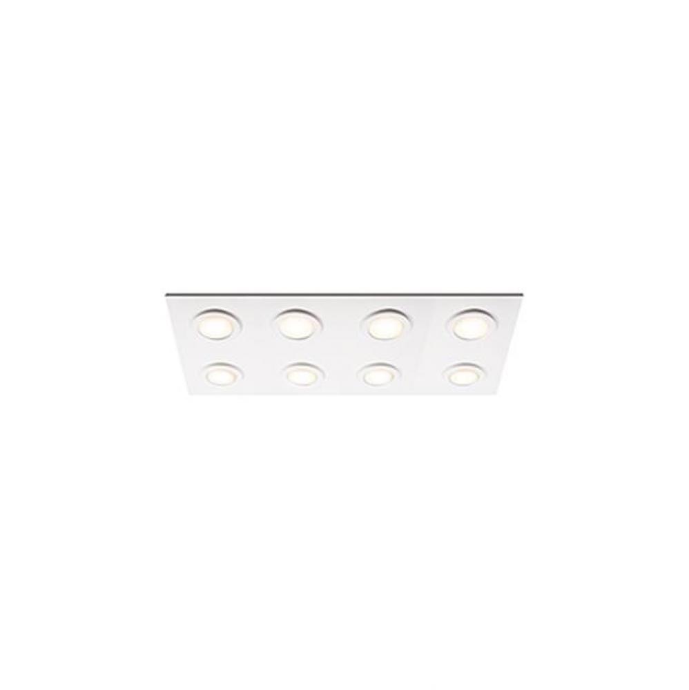 Low Profile Flush Mount Wall Or Ceiling Mounted Lighting Fixture With Eight 1200 Lumen Led