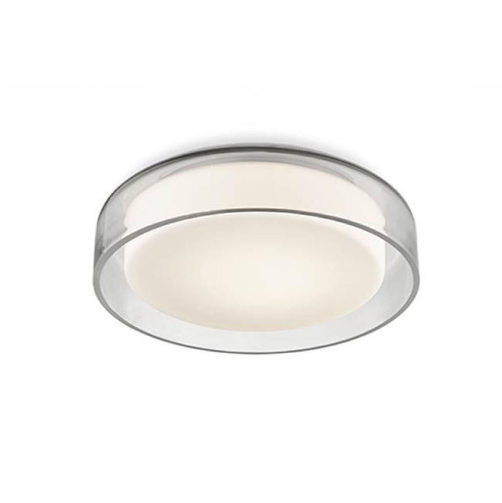 Clear Round Aesthetic GlassOpal Glass Cylindrical DiffuserPowder-Coated White Steel Ceiling