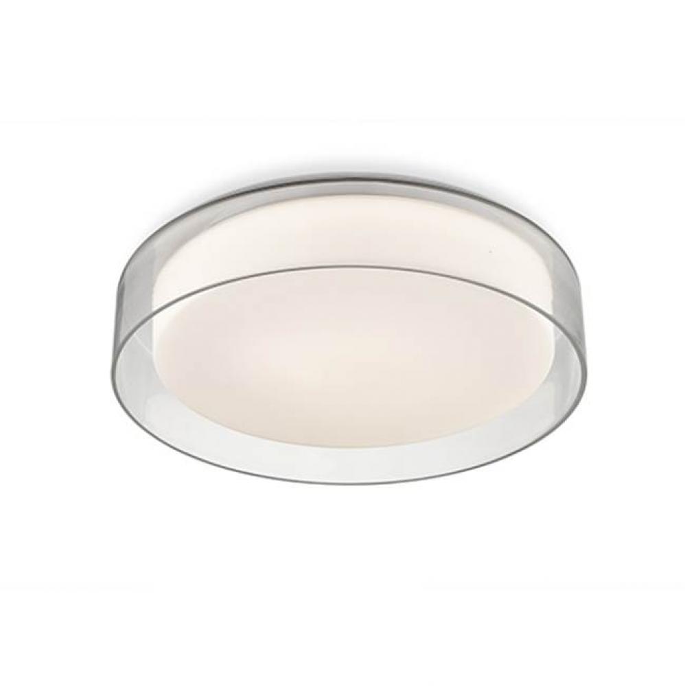Clear Round Aesthetic GlassOpal Glass Cylindrical DiffuserPowder-Coated White Steel Ceiling