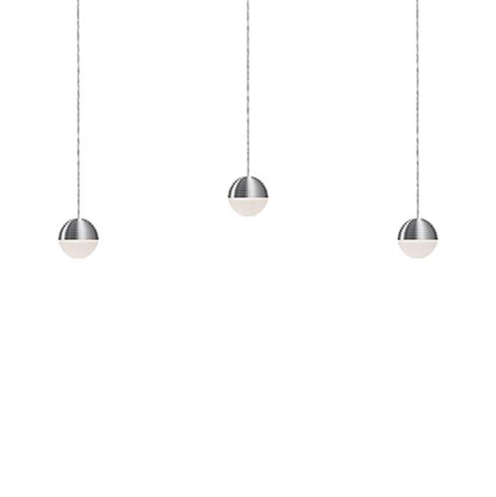 Linear Downward Light Led Multi-Pendant With Three Stratum Sphere Shaped Cast Aluminum And