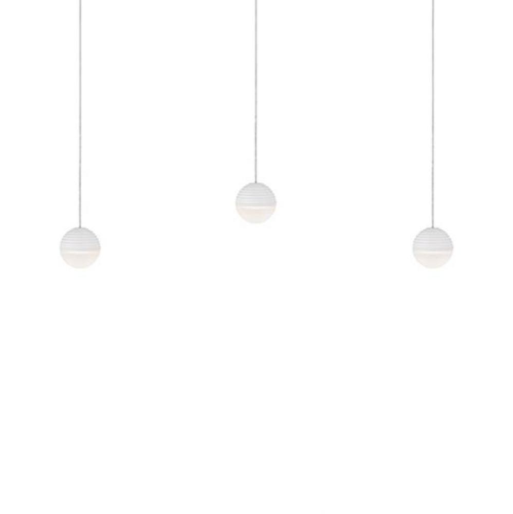 Linear Downward Light Led Multi-Pendant With Three Stratum Sphere Shaped Cast Aluminum And