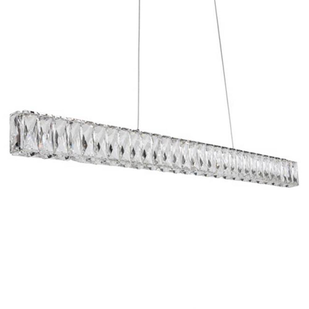 Single Linear Led Pendant, With Exquisite Diamond Cut Clear Crystals Which Reflects The Light
