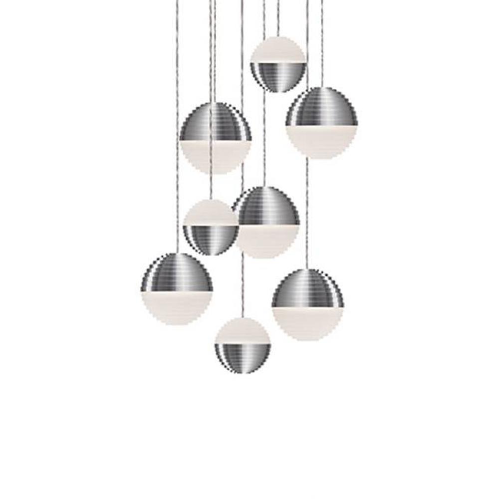 Round Downward And Upward Light Led Multi-Pendant With Nine Stratum Sphere Shaped Cast Aluminum