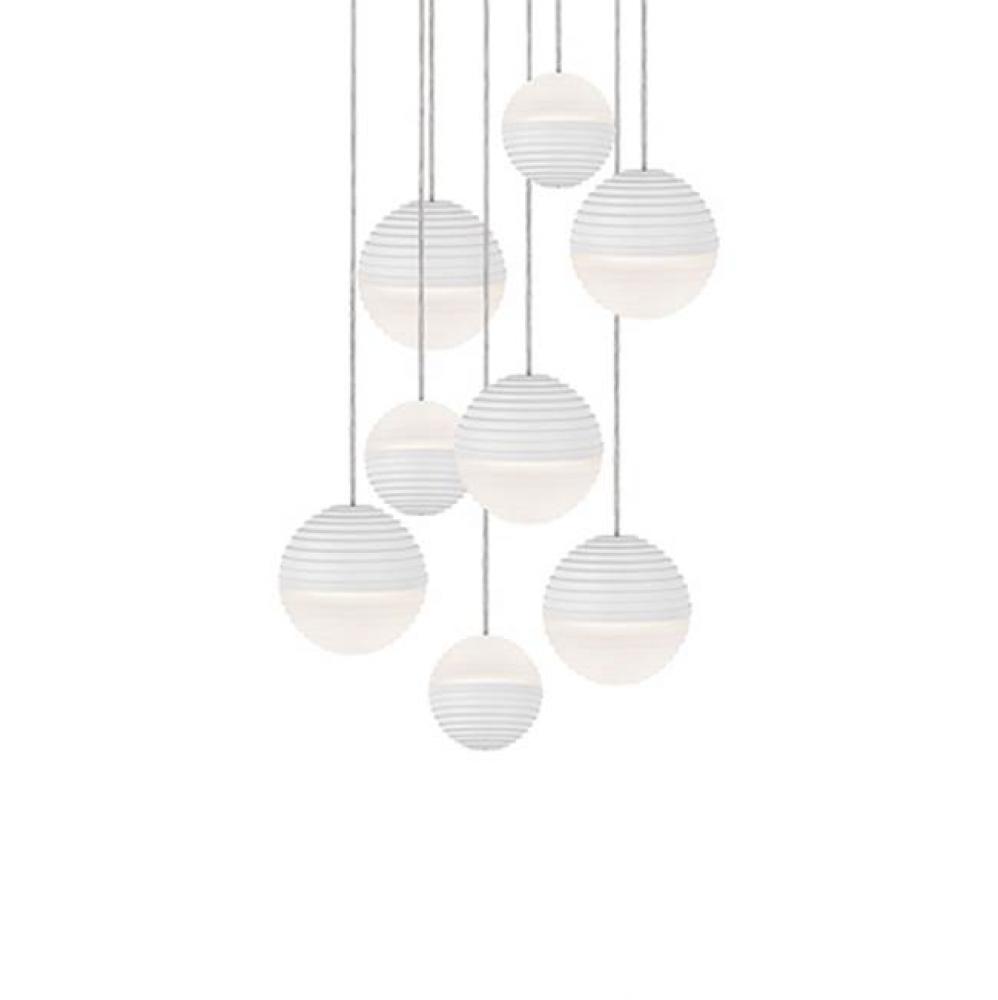 Round Downward And Upward Light Led Multi-Pendant With Nine Stratum Sphere Shaped Cast Aluminum