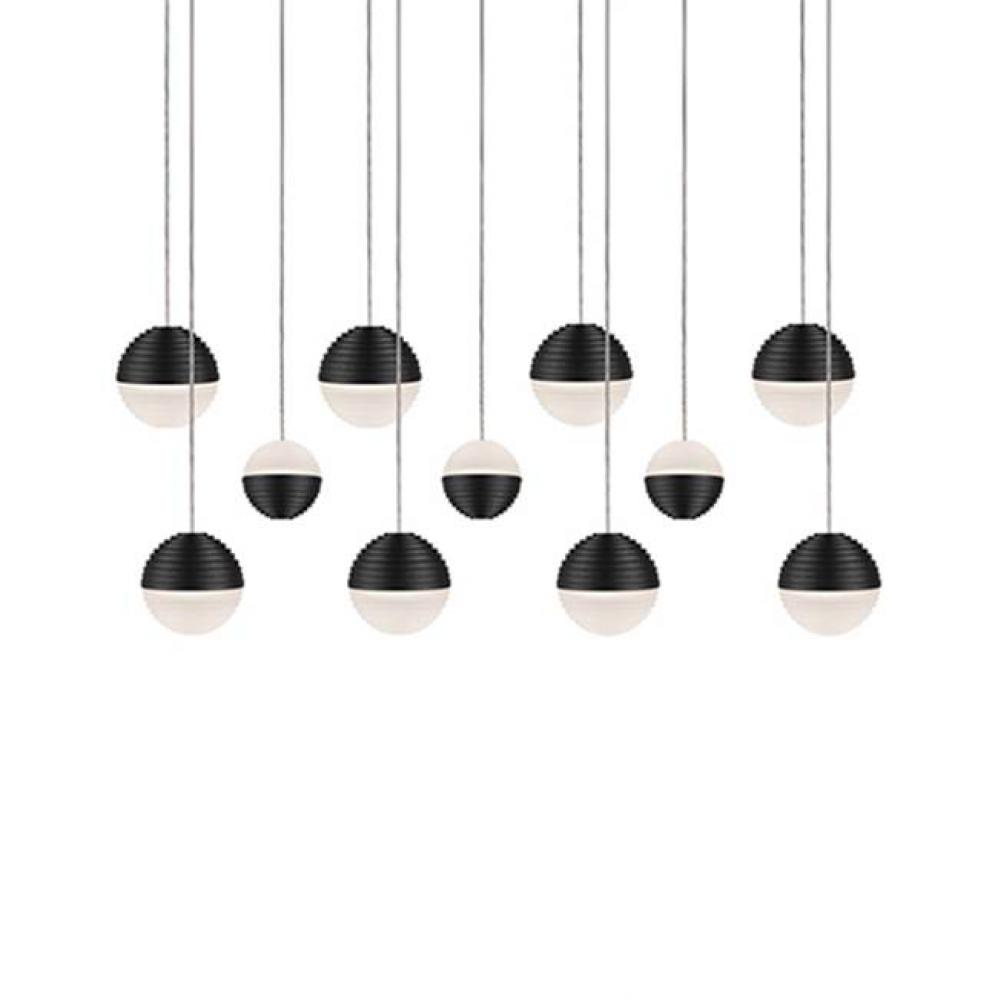 Linear Downward And Upward Light Led Multi-Pendant With Eleven Stratum Sphere Shaped Cast