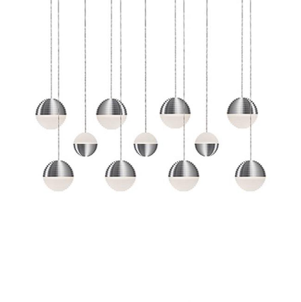 Linear Downward And Upward Light Led Multi-Pendant With Eleven Stratum Sphere Shaped Cast