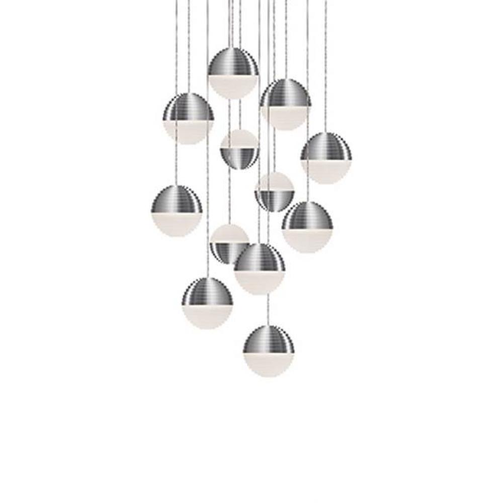 Round Downward And Upward Light Led Multi-Pendant With Twelve Stratum Sphere Shaped Cast Aluminum