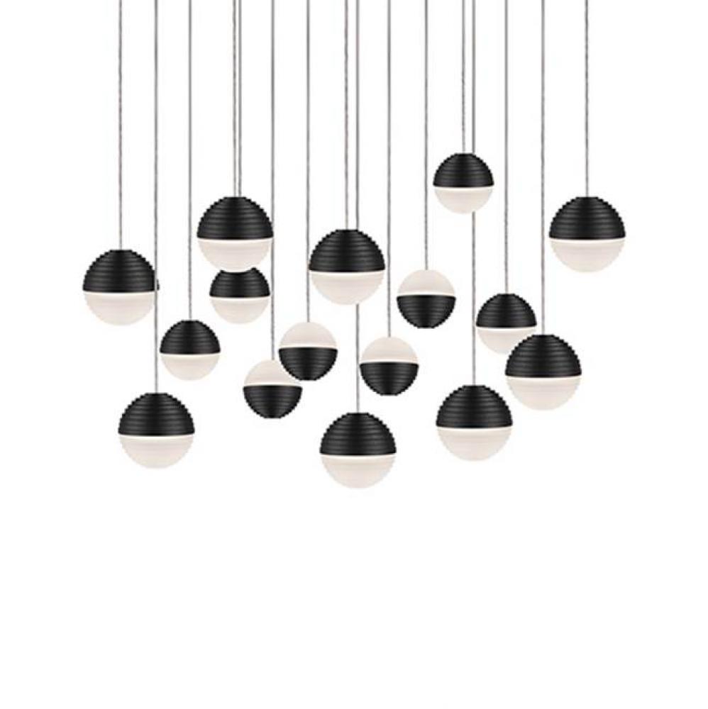 Square Downward And Upward Light Led Multi-Pendant With Sixteen Stratum Sphere Shaped Cast