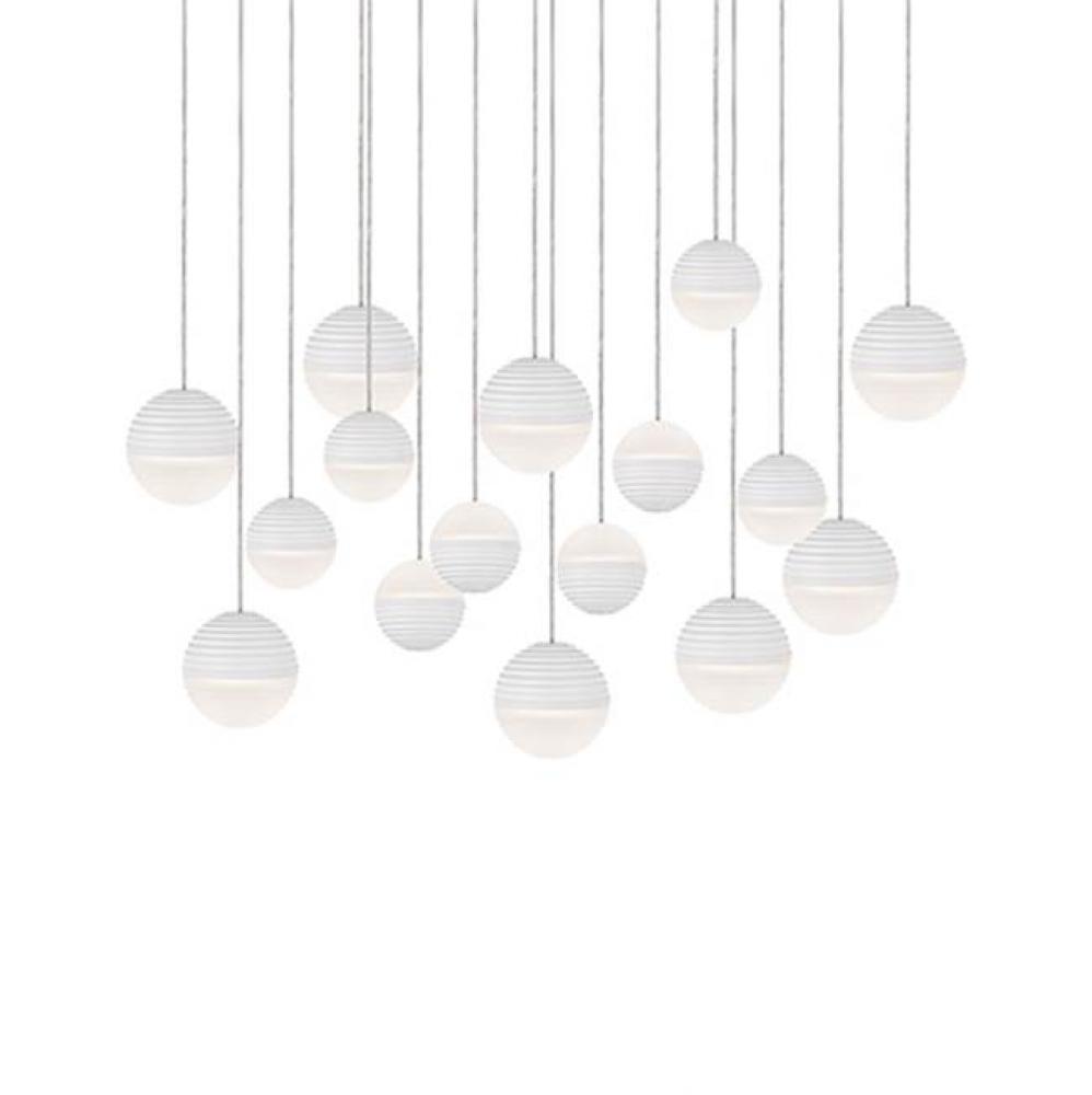 Square Downward And Upward Light Led Multi-Pendant With Sixteen Stratum Sphere Shaped Cast