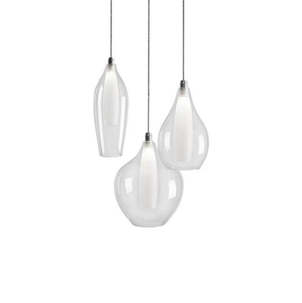 Simplistic Elegant Round Multi Led Pendant With Three Styles Of Clear Outer Glass And Frosted