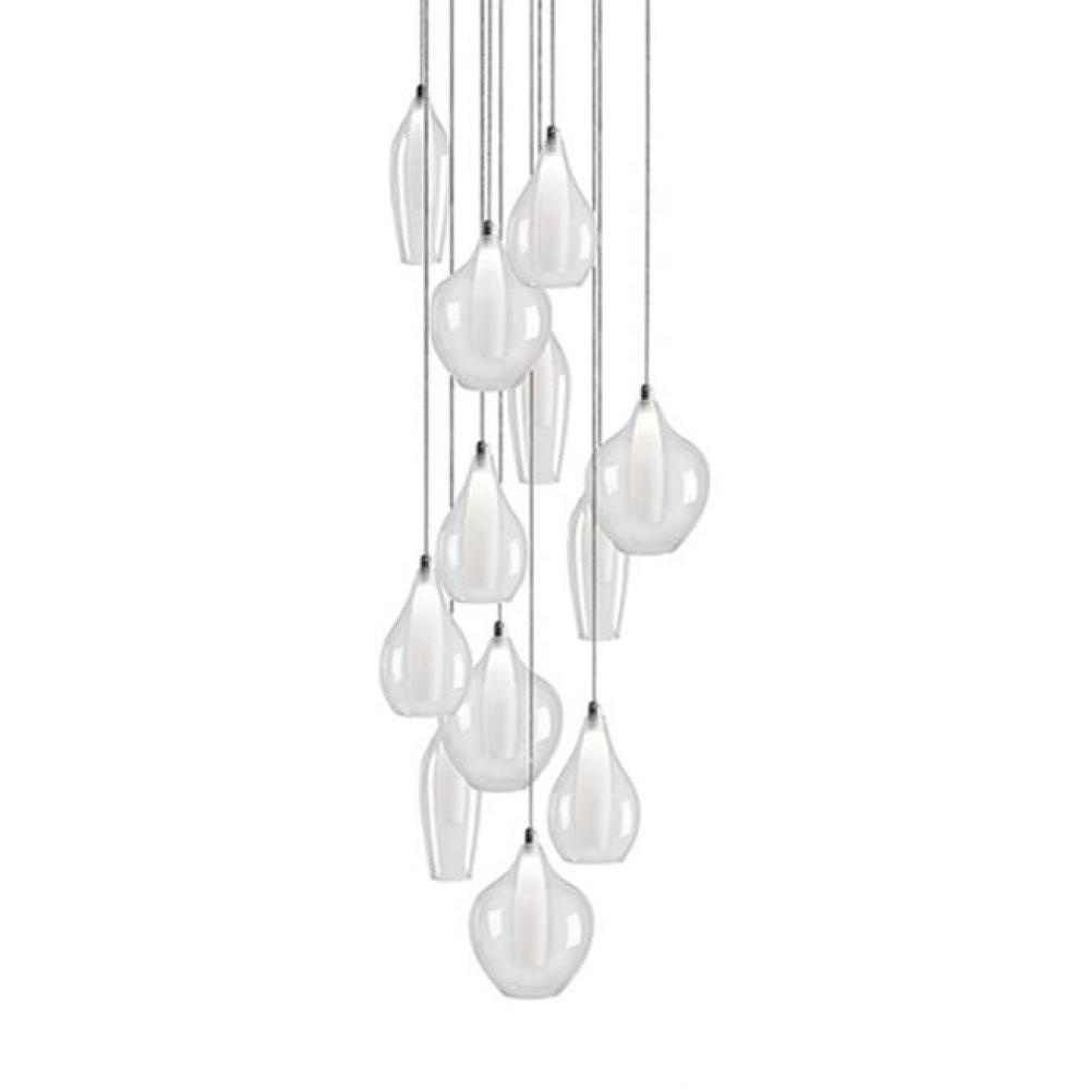 Simplistic Elegant Round Twelve Multi Led Pendant With Three Styles Of Clear Outer Glass And