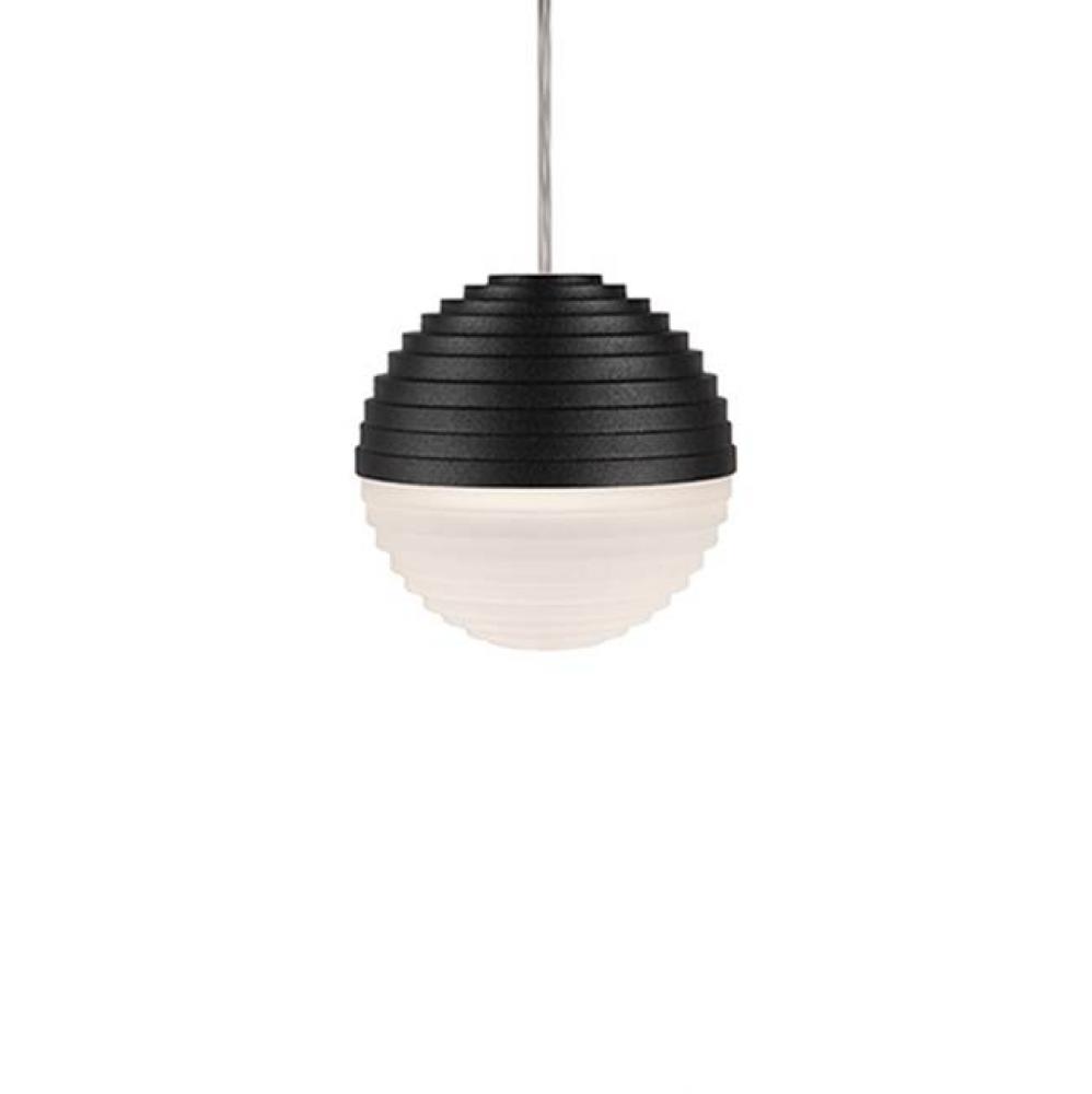 Single Downward Led Pendant With A Stratum Sphere Shaped Cast Aluminum With Matching Heavy Gauge
