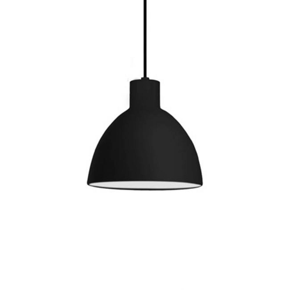 Single Led Pendant With A Heavy Plated Metal Dome Shaped Shade. Matching Colored Cloth Covered