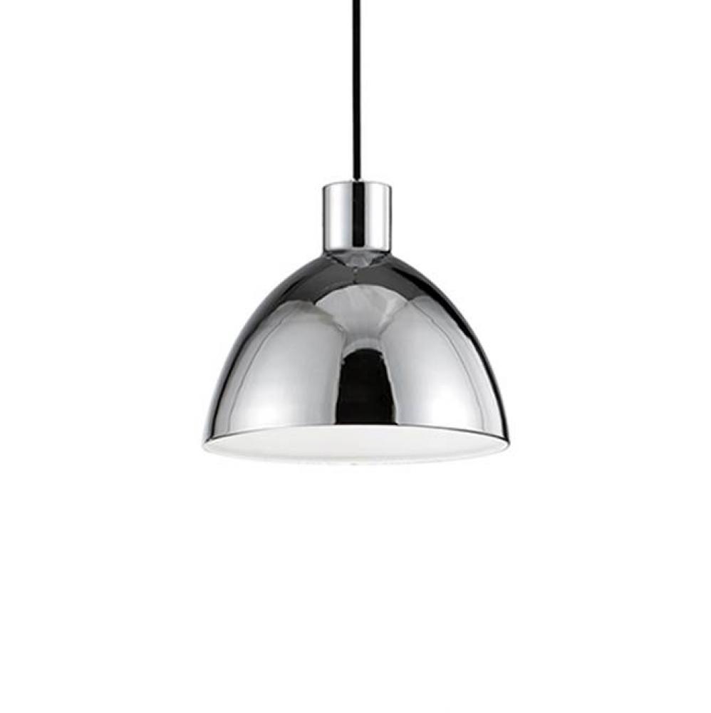 Single Led Pendant With A Heavy Plated Metal Dome Shaped Shade Available In Brushed Nickel,