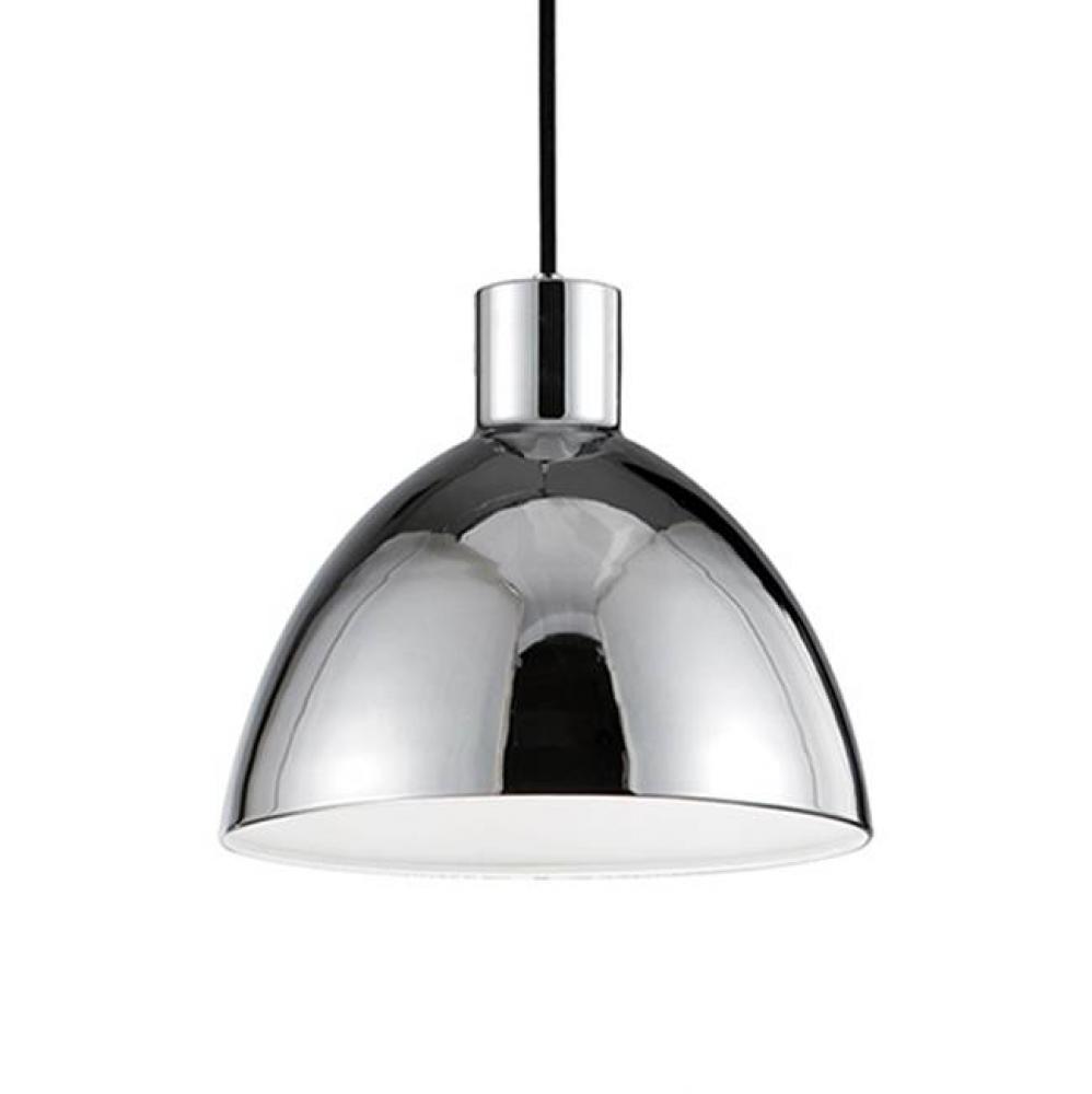Single Led Pendant With A Heavy Plated Metal Dome Shaped Shade Available In Brushed Nickel,