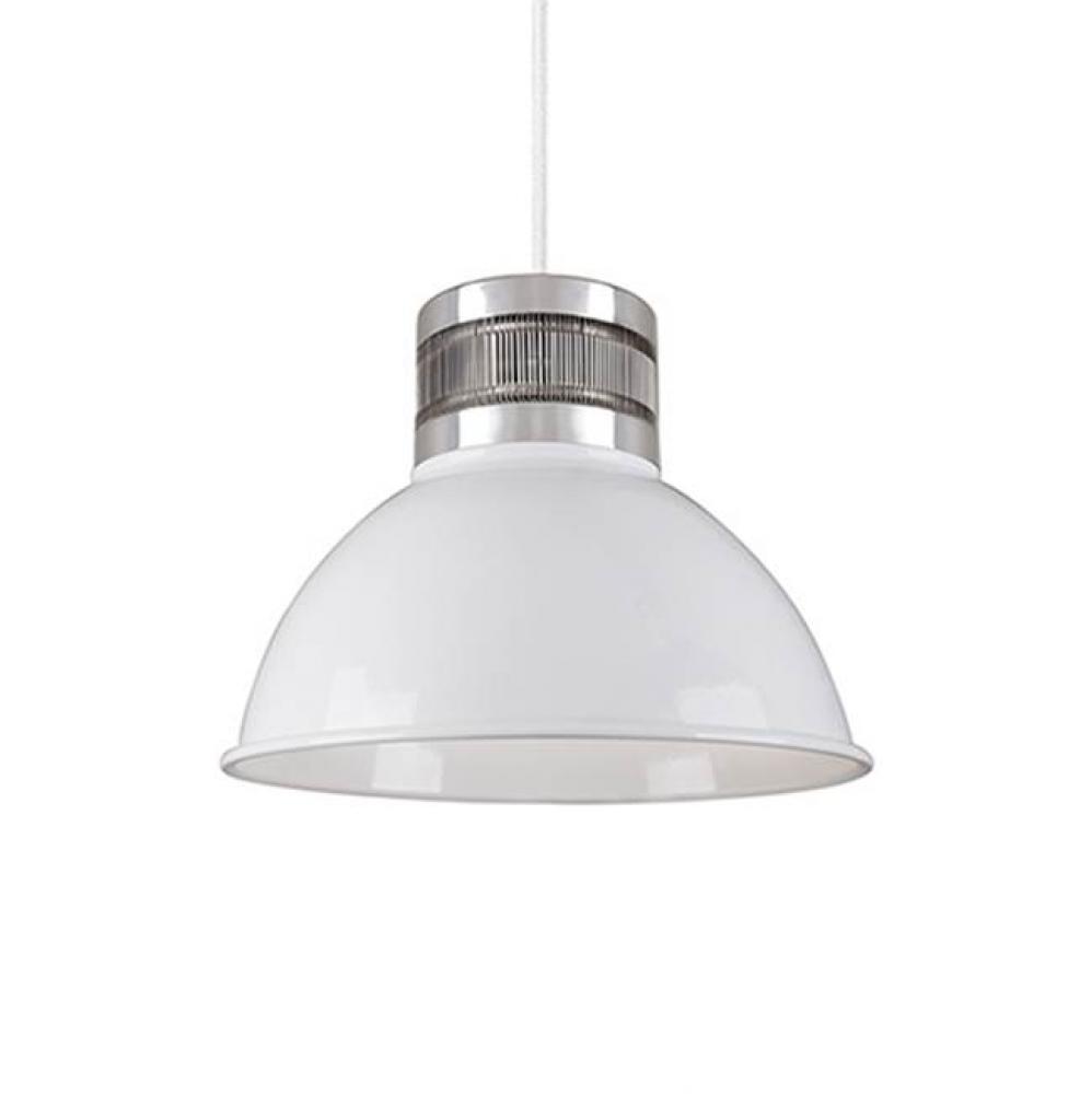 Single Led Pendant With Colored Dome Shade Available In Either; Matte Black Exterior With Gold