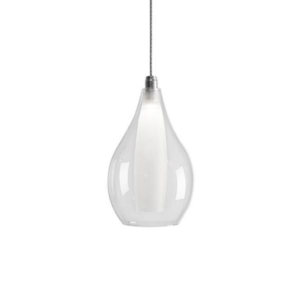 Simplistic Elegant Single Led Pendant With A Pear Shaped Clear Outer Glass And Frosted Inner
