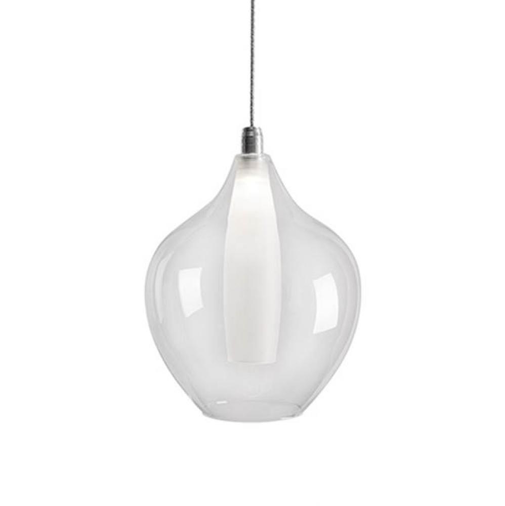 Simplistic Elegant Single Led Pendant With A Round Drop Clear Outer Glass And Frosted Inner Glass