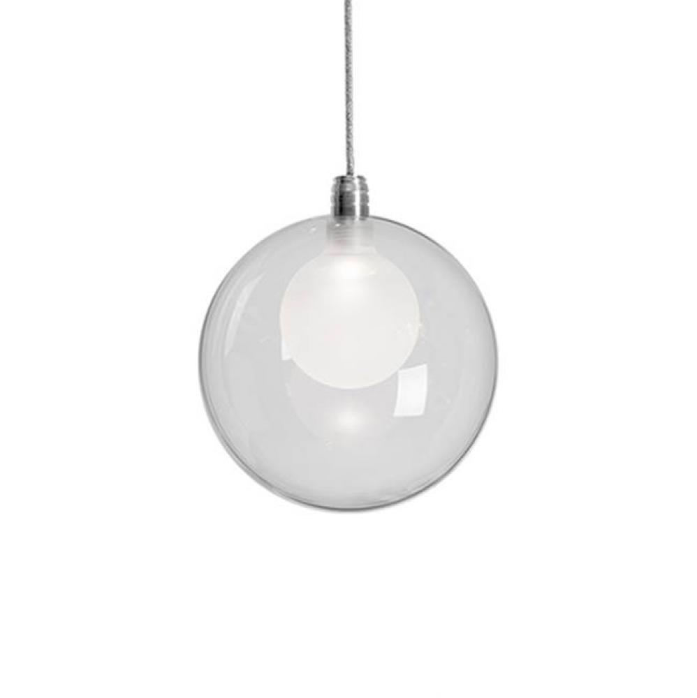 Refined Single Led Pendant With Round Clear Outer Glass And Frosted Inner Glass Set Together As