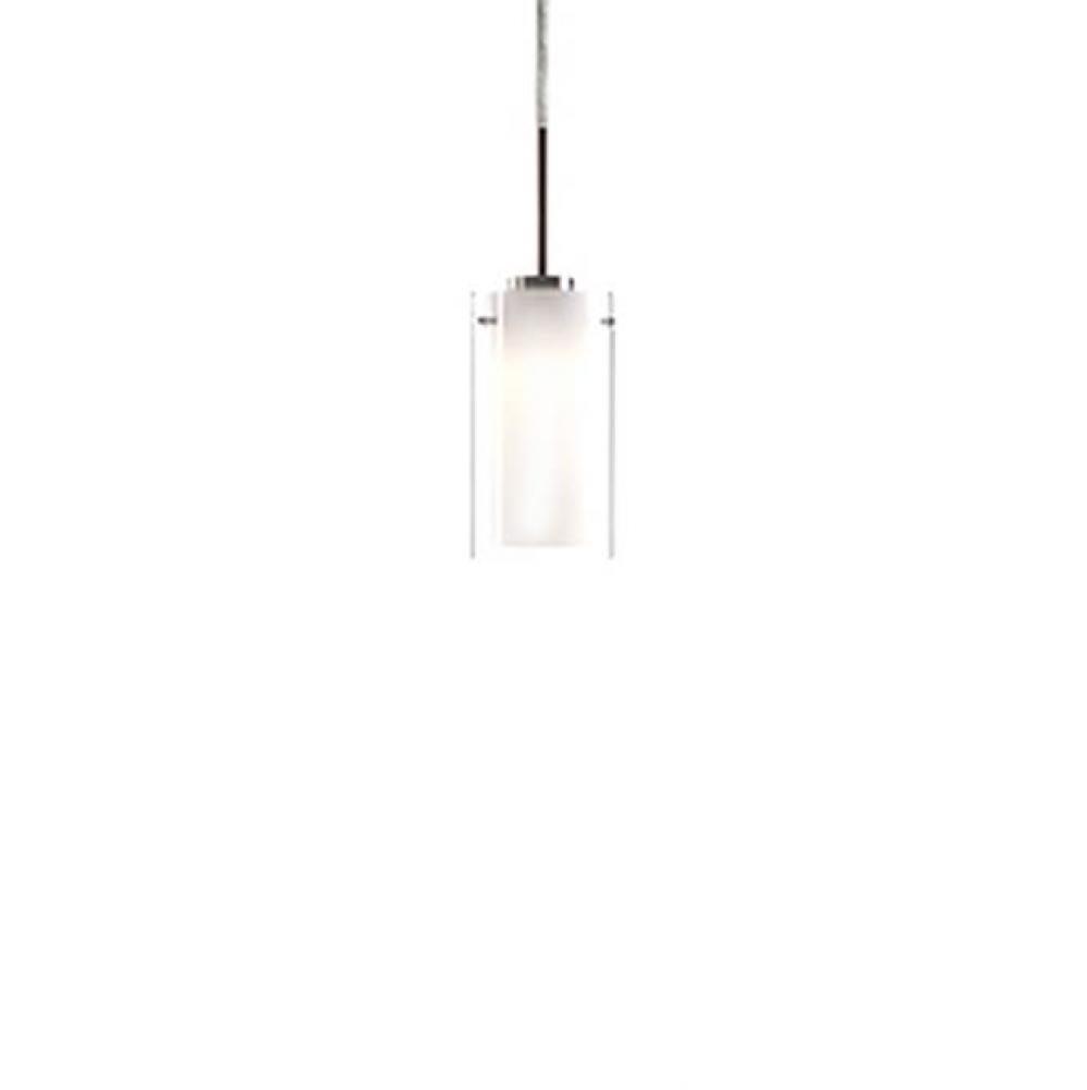 Single Led Pendant Fixture With Cylindrical Glass Shade Plus Concentric Cylindrical Diffuse White